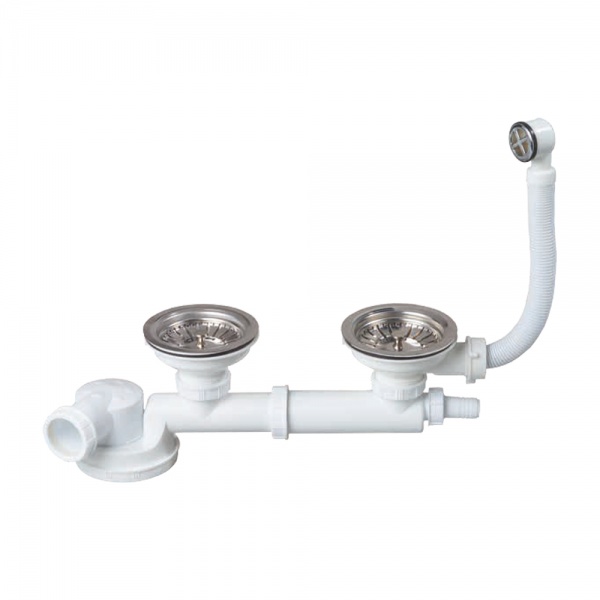 Сифон Wirquin для двойной кухонной мойки Espace полный комплект 1½