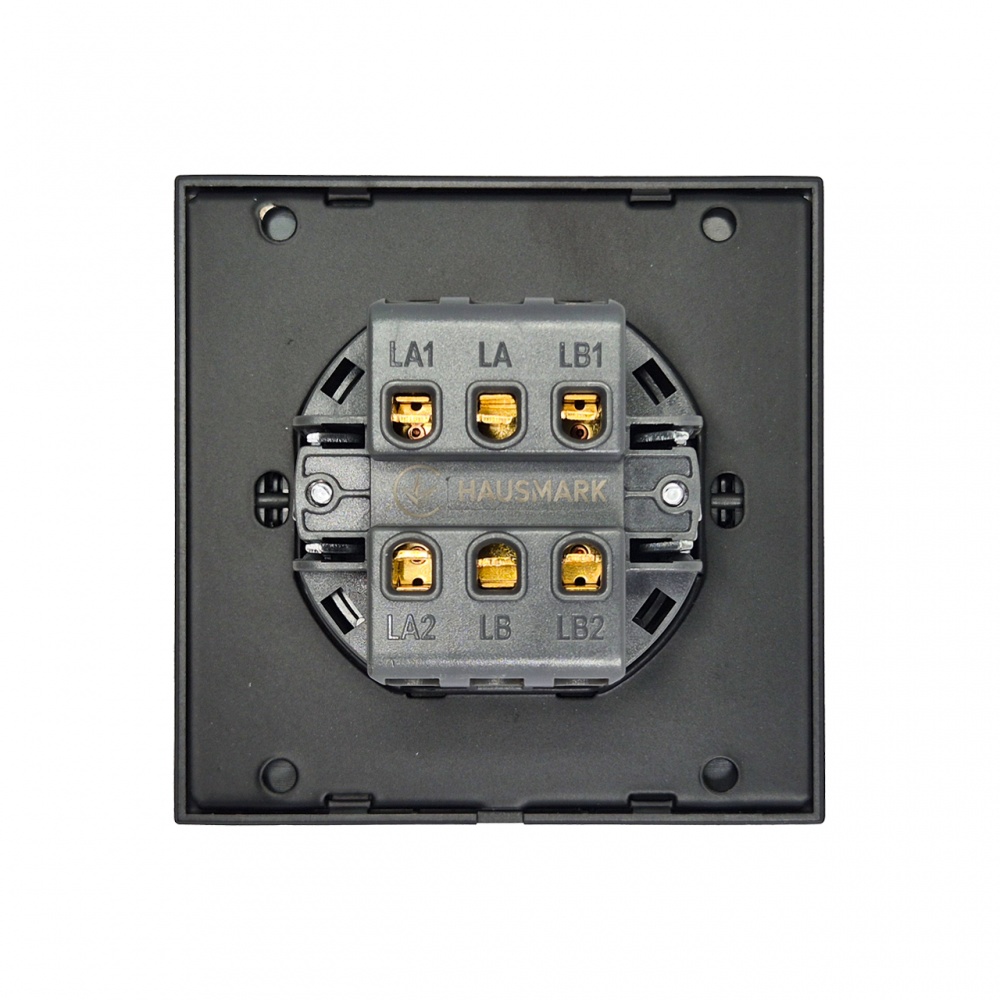 Вимикач прохідний двоклавішний HausMark INO без підсвітки чорний WS-2G-EU-Black