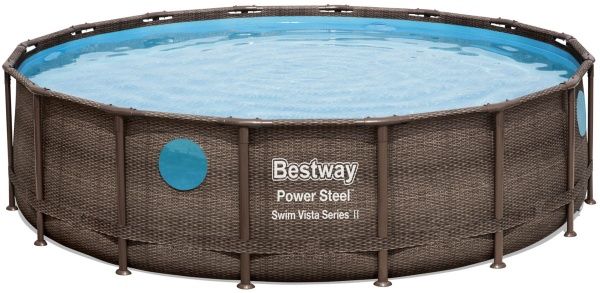 Басейн каркасний Bestway з віконцем 488х122см, 19480л з насосом, драбиною, підложкою, накриттям Ротанг