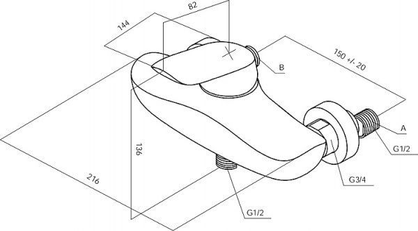 Смеситель для душа AM.PM Bliss L F5320000