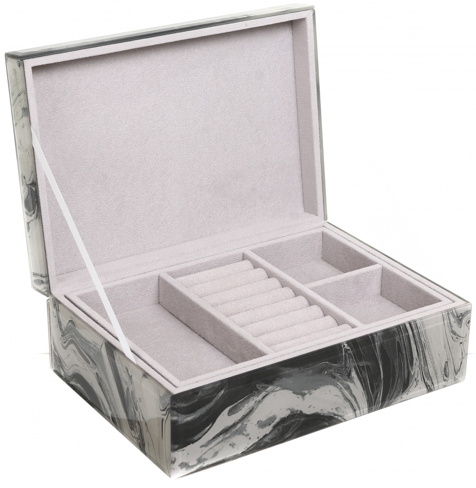 Шкатулка для украшений Jeanne 26x18x9,5 см серый мрамор