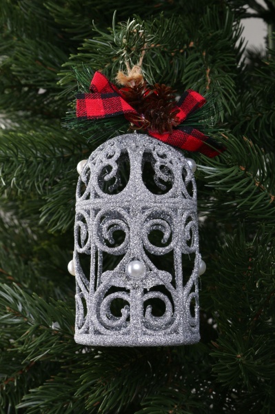 Декоративная подвеска Скворечник с декором 13x7x7 см E2268S серебро