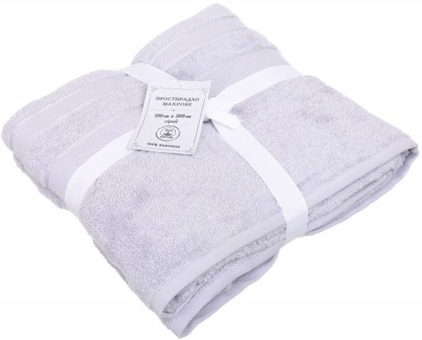 Простынь махра 150x200 см серый ТЕКС 