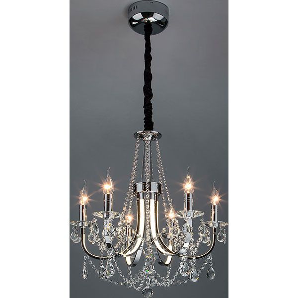 Люстра підвісна Strotskis Tefia пульт ДК LED 27 Вт 6x60 Вт E14 хром 423/6 