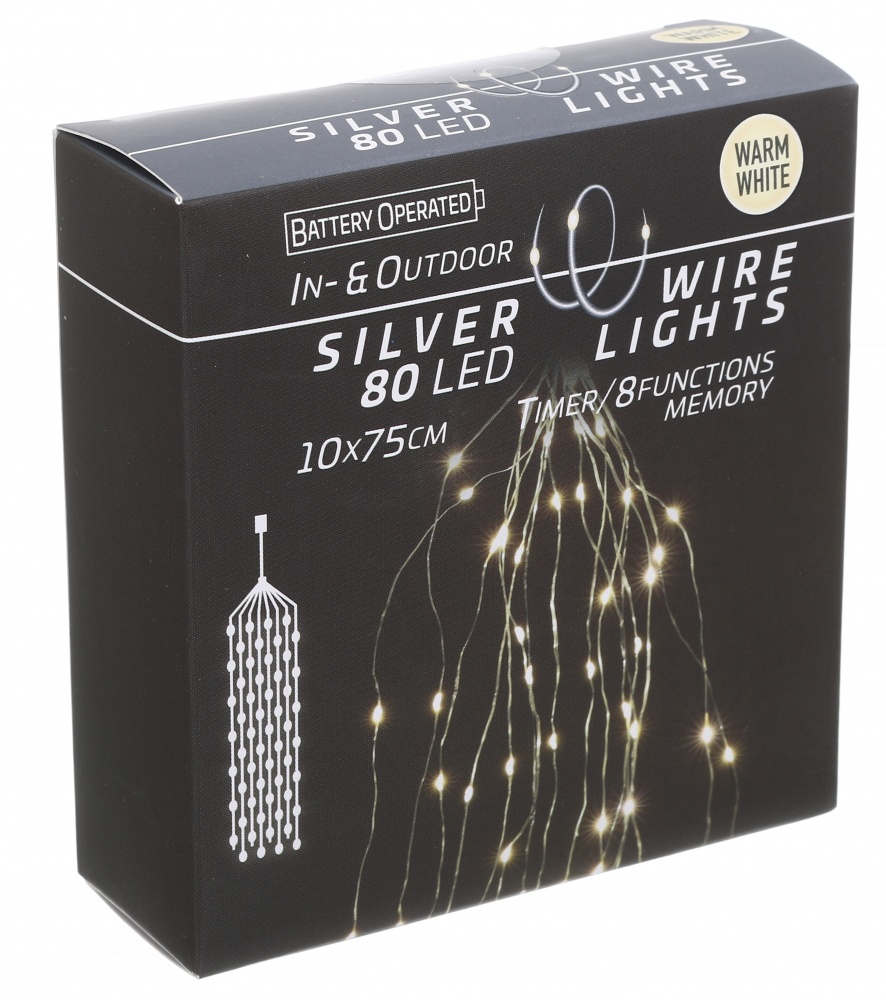 Гирлянда 80LED/на батарейк/с таймером/теплый белый свет (AX9731610)