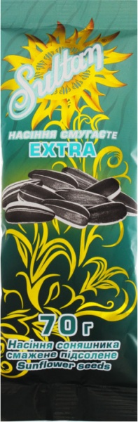 Насіння соняшника ТМ Sultan смажене підсолене смугасте 70 гр 4820134850120