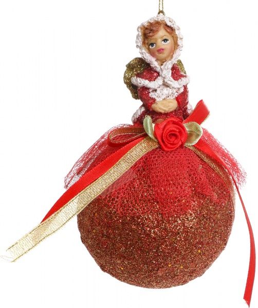 Подвеска Ангел на красном шаре 14 см 