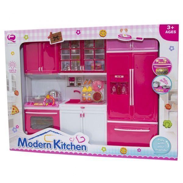 Лялькова кухня Qun Feng Toys 7.5x9.5x35 см Рожева QF26210PW