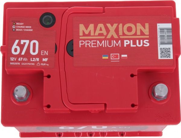 Акумулятор автомобільний MAXION Premium+ 6СТ - 67 А2E 670 R 67А 12 B «+» праворуч