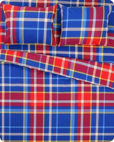 Комплект постільної білизни Клітинка 1,5 синій Rigel 