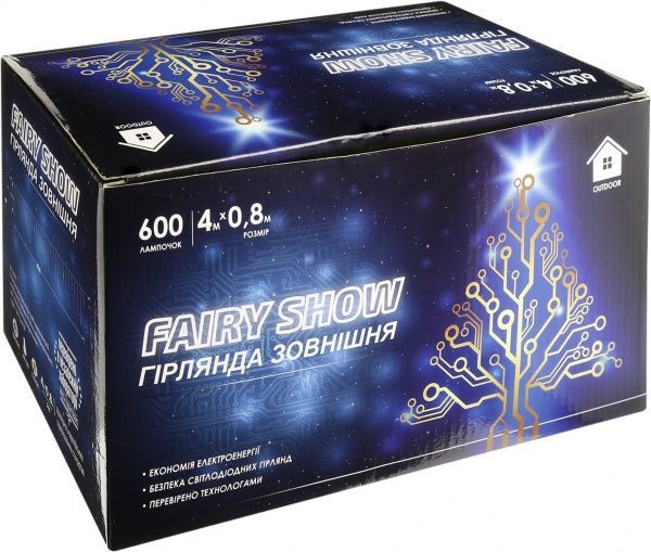 Электрогирлянда-штора внутренняя встроенный светодиод (LED) 600 ламп 4м белые и тепло-белые огни