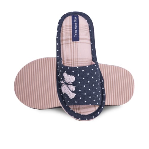 Тапочки для девочек Twins HS-VL Bear р.32/33 темно-синий с розовым 7189 