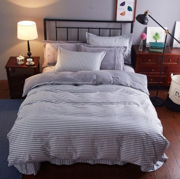 Комплект постільної білизни Смужка 2,0 білий із сірим UP! (Underprice) 