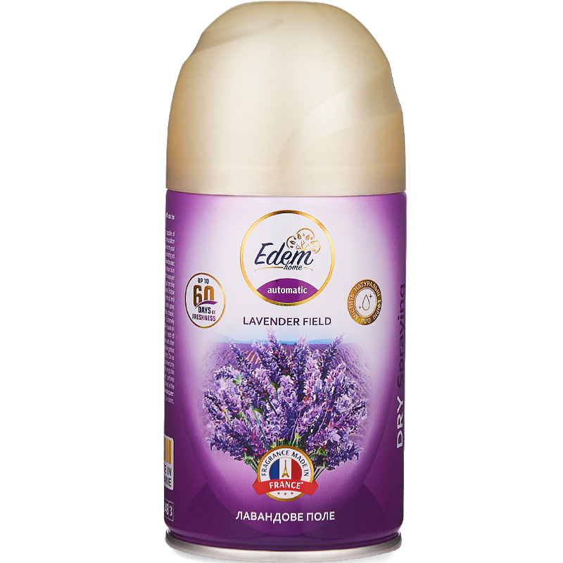 Сменный баллон для автоматического освежителя воздуха Edem home Лавандовое поле 260 мл
