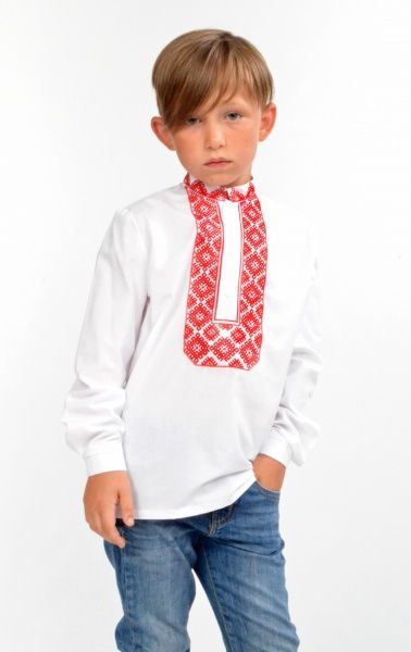 Вишиванка для хлопчиків Едельвіка 147-20/09 з червоною вишивкою р.152 білий 