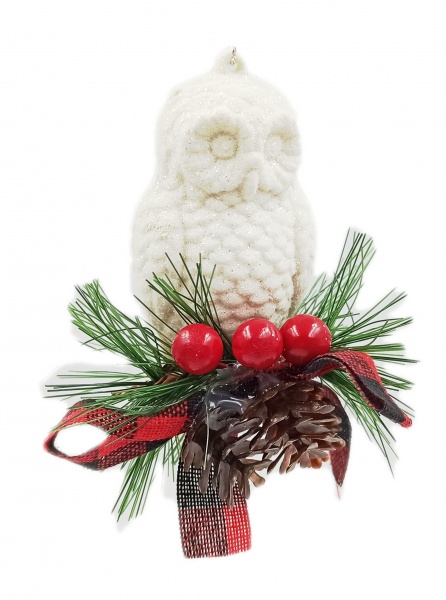 Декоративная подвеска Сова 9 см белый LD21017