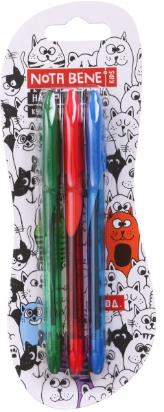 Набор ручек шариковых Nota Bene 0,7мм 3 шт. в ассортименте 