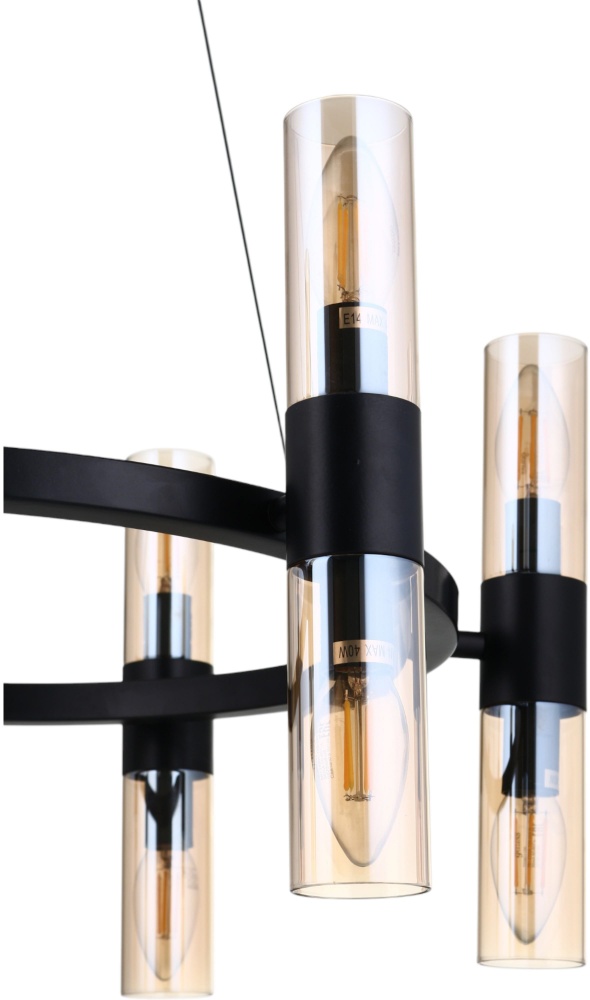 Люстра подвесная Sensio Borealis 12x40 Вт E14 черный/амбер ALG-74783/12R