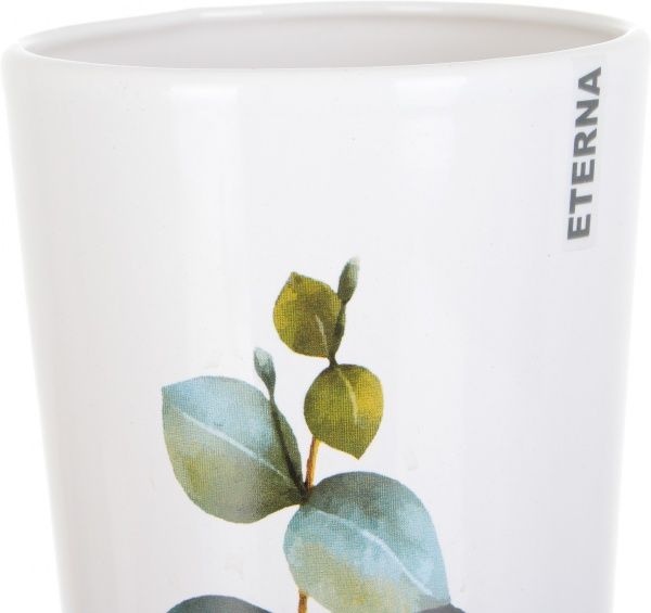 Ваза керамическая белая с рисунком Эвкалипт 703-30 Eterna