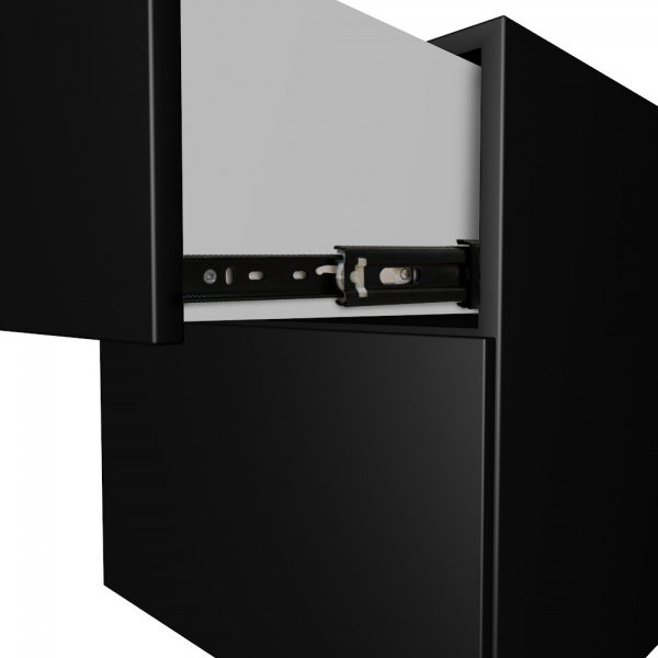 Телескопические направляющие DC с доводчиком L-600 мм Н-45 мм черные Премиум Лайн