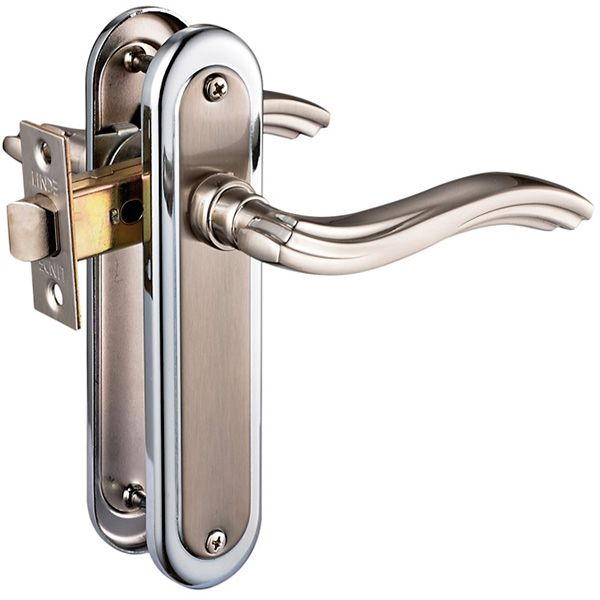 Защелка врезная с ручками  Linde А-2002SP SN/CP хром/