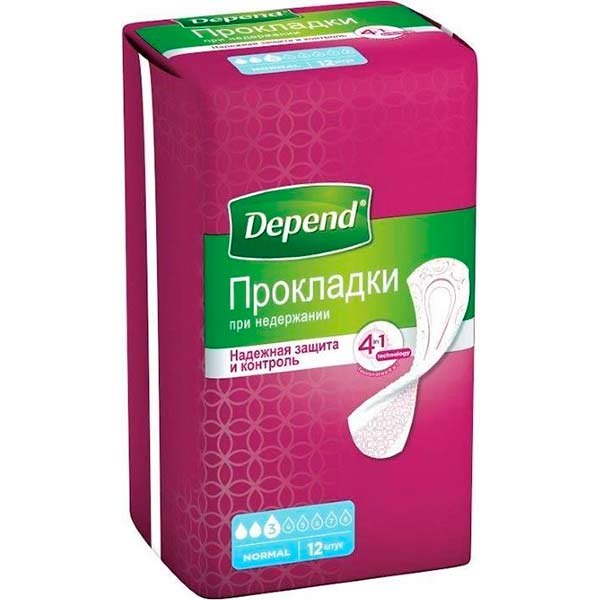 Прокладки урологические Depend Normal Plus Pad 12 шт.