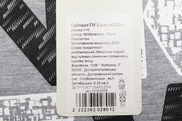 Свитшот Маленькие люди 5 р.98 серый