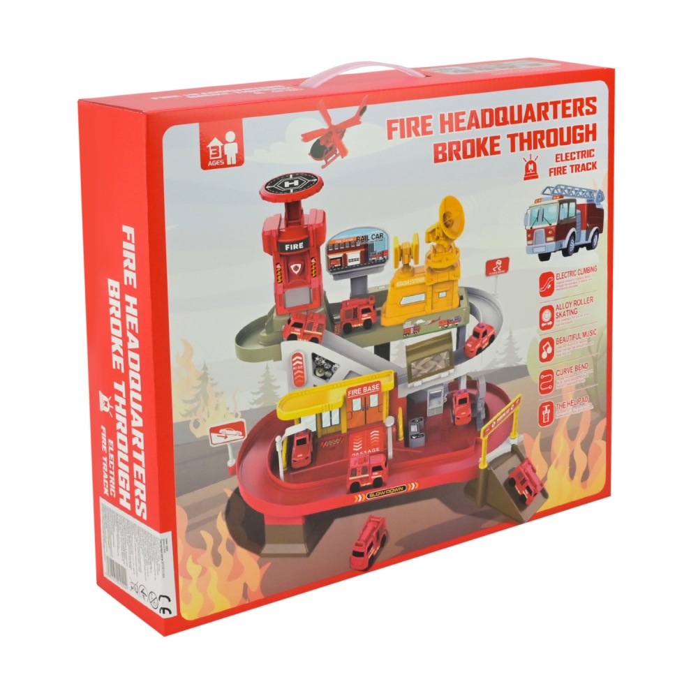 Паркинг Shantou Пожарная станция с машинками и вертолетом ZX-024A