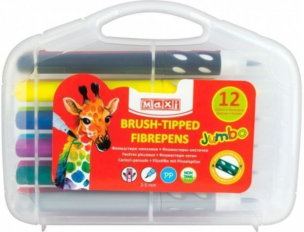 Фломастери-пензлики Jumbo 12 кольорів Maxi
