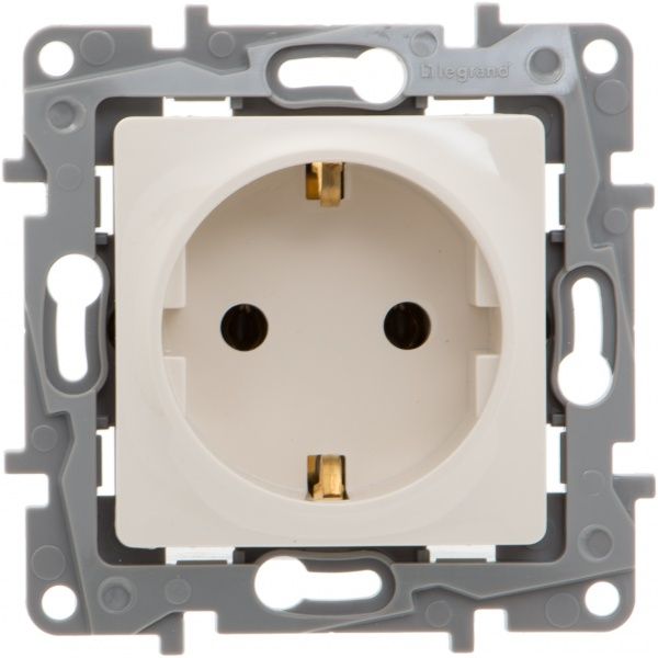 Розетка із заземленням Legrand Etika 2К+З 16А без шторок кремовий 672321