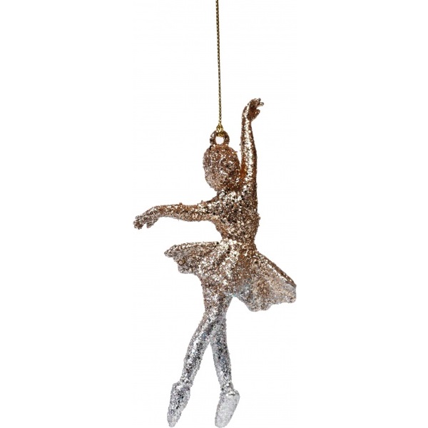 Підвіска Балерина з присипко 11 см сріблястий із золотистим EPI-P151207