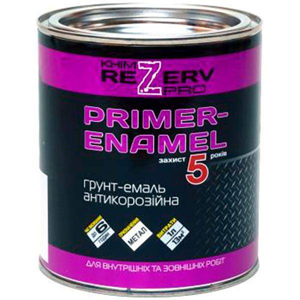 Ґрунт-емаль Khimrezerv PRO алкідна антикорозійна 3 в 1 червоний шовковистий глянець 0,8кг