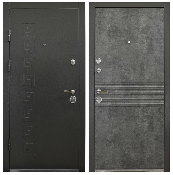 Дверь входная Министерство дверей КУ-Орнамент мрамор темный 2050х860 мм левая