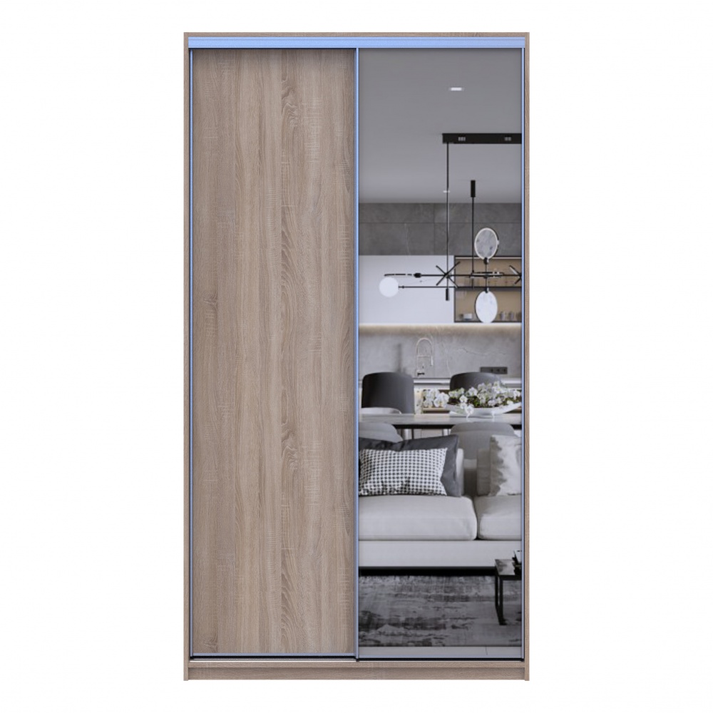 Шафа-купе Сіті Лайт Doros дзеркалоДСП 1,2 м 1200x600x2250 мм дуб сонома двері ДСП/дзеркало