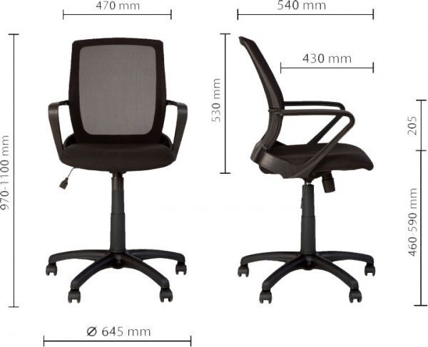 Крісло Nowy Styl FLY GTP BLACK (CH) ОН/5 ZT-13 сірий 