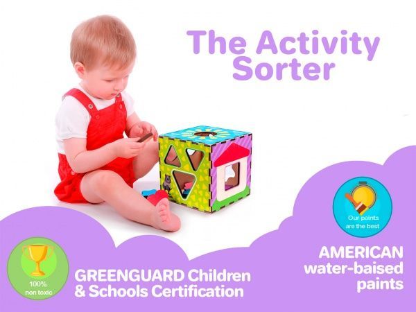 Розвиваюча іграшка Quokka дерев'яний куб-сортер 16 х 16 см. QUOKA003A