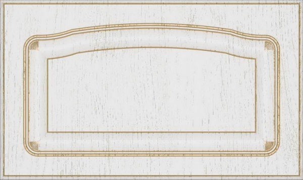 Фасад для кухні Грейд Біла текстура супермат №205 патина золото 355x596 н/с Ріміні