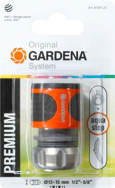Коннектор Gardena Premium aquastop 1/2