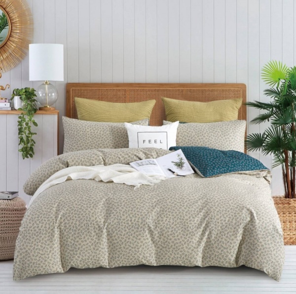 Комплект постельного белья Mineo 1,5 бежевый с зеленым La Nuit 