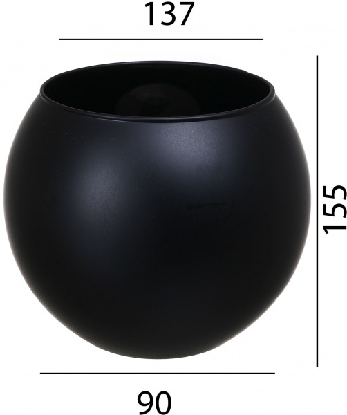 Ваза стеклянная Soft шар 16 см черная 