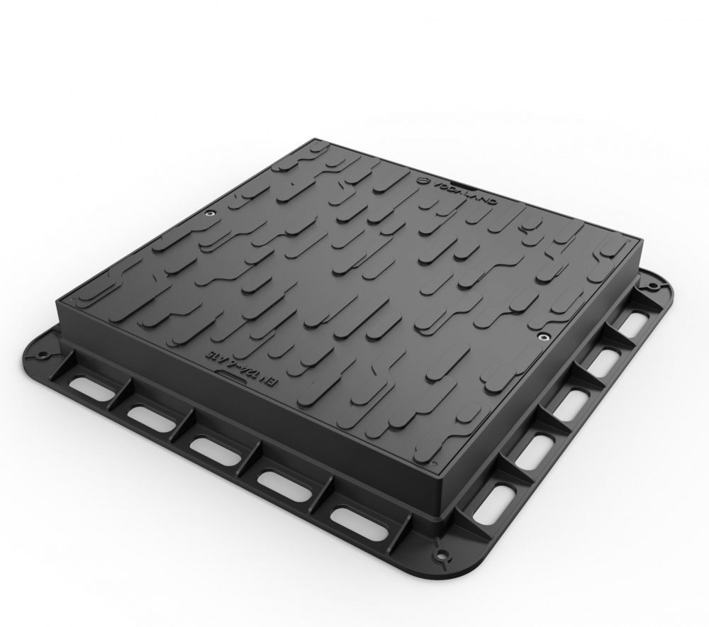 Люк квадратный Vodaland 600x600 мм Easy DN430 легкий с замком черный