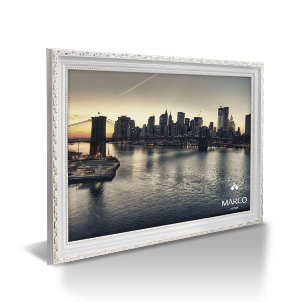Рамка для фотографии со стеклом MARCO decor 2415 1 фото 21х30 см белый с золотистым 