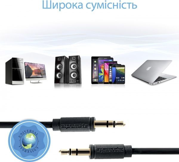 Кабель Promate LinkMate-A1 3.5 мм - 3.5 мм 1,5 м черный (linkmate-a1.black) 