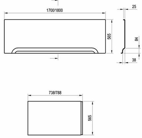 Панель для ванны фронтальная AM.PM W72A-180-080W-P2 Spirit
