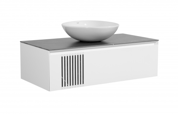 Тумба Aqua Rodos Манхеттен білий мат зі стільницею 100 см та умивальником Zero 46 см АР000043100