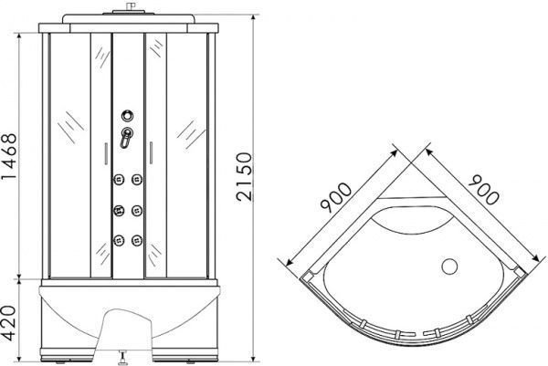 Гидромассажный бокс Erlit ER3509TPF-C4 90х90 см