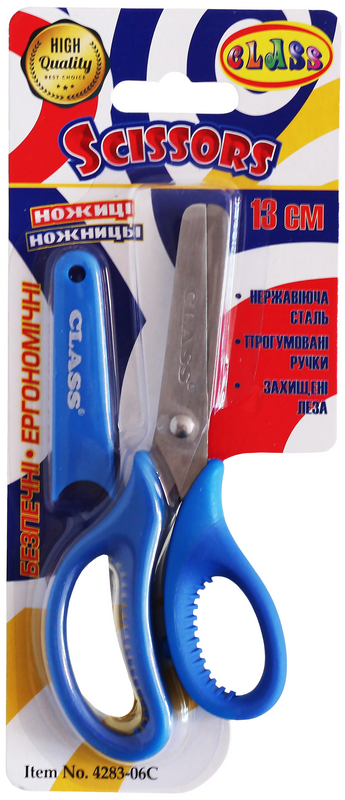 Ножиці дитячі ергономічні 13,3 см з чохлом сині 4283-06С CLASS 04040136