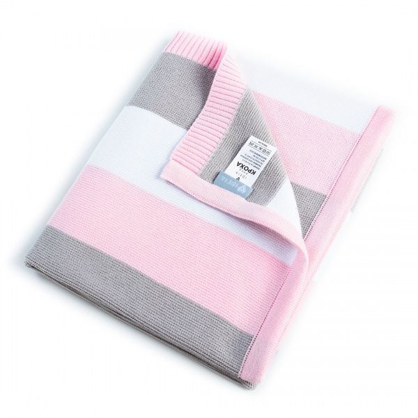 Плед IDEIA вязаный Малыш + шапочка 70х90 см розовый 8000029909 