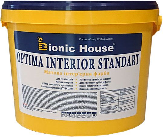 Краска акриловая Bionic House Optima Interior Standart мат белый 3л 4,2кг
