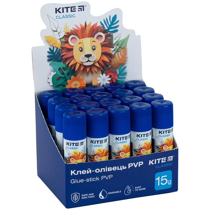 Клей-карандаш PVP 15 г с индикатором Classic K-1130 KITE